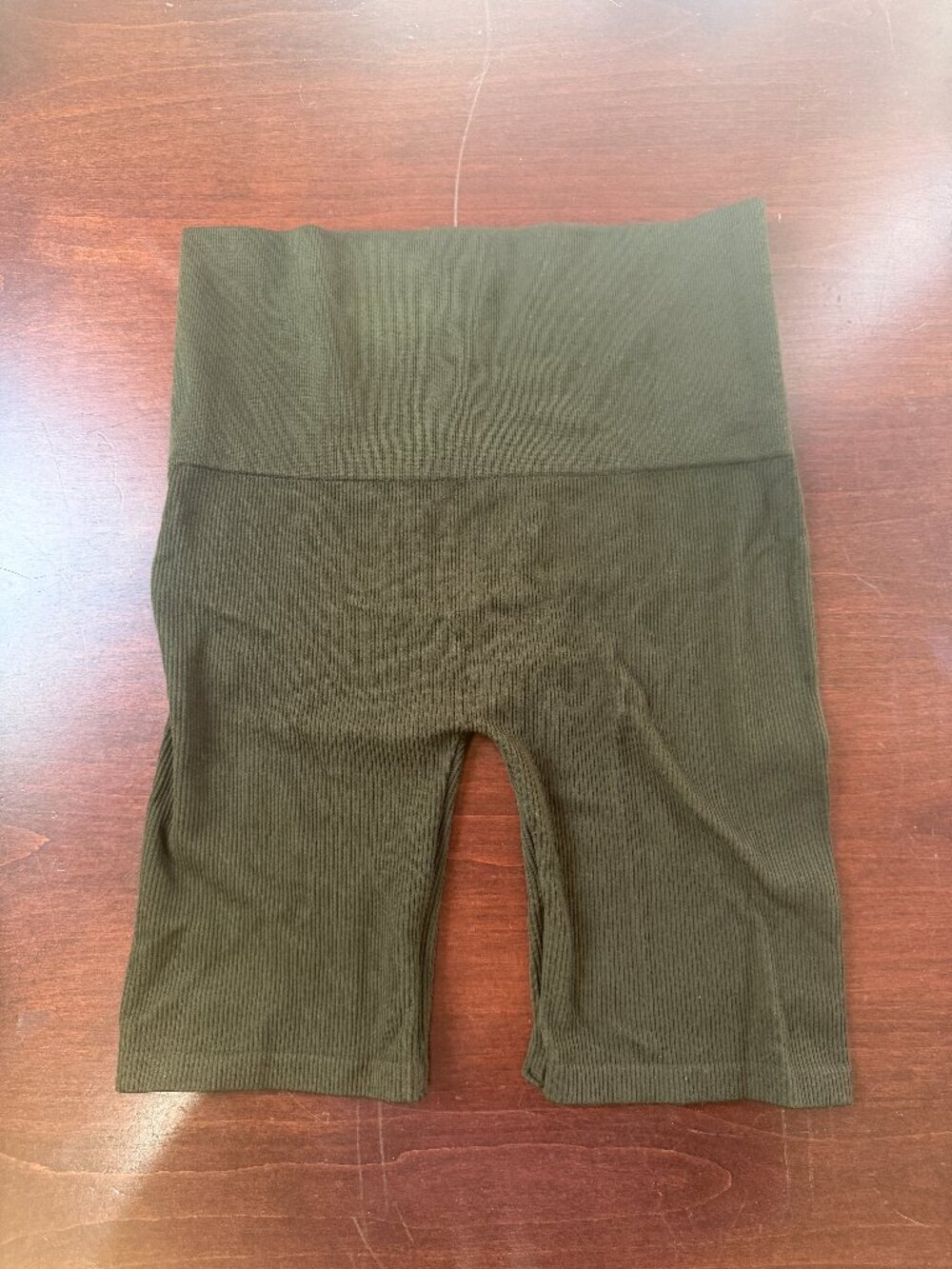Bozzolo TikTok Famous Olive Green Ribbed Bike Shorts Spandex Size Small / Medium